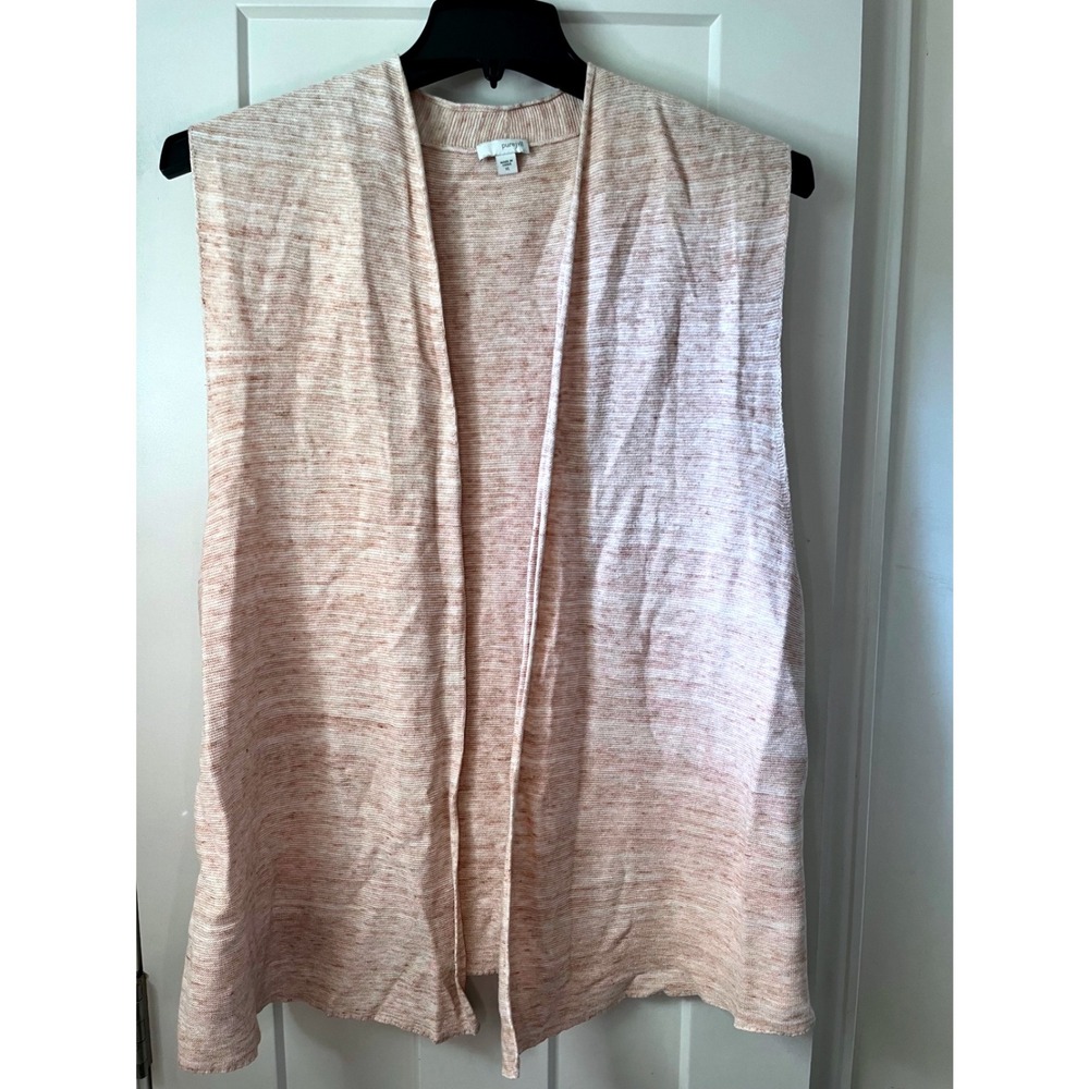Pure Jill J. Jill Pink Dye Knit Open Front Vest Cotton Linen Blend XL
